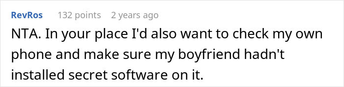 Reddit comment discussing checking phones for secret software.