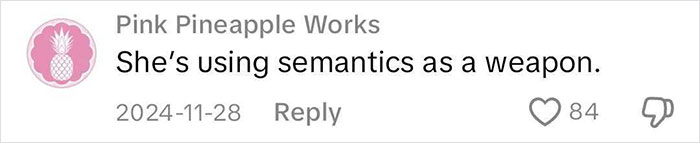 Comment on social media mentioning semantics with 84 likes.