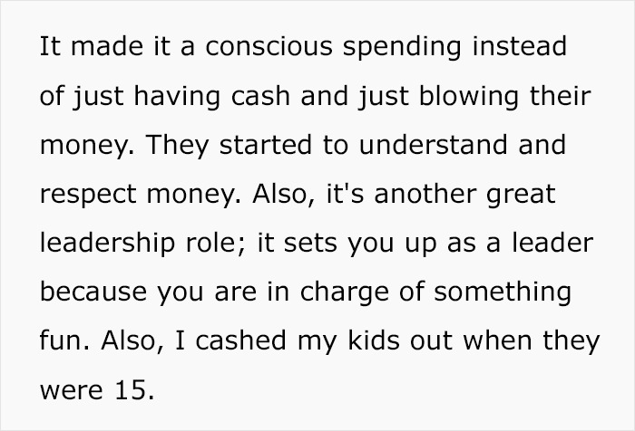 Text discussing conscious spending and leadership roles in children's financial education.