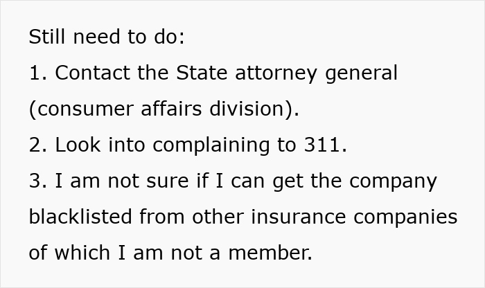 List detailing actions to address towing company issues, including contacting the state attorney general and 311 complaints.