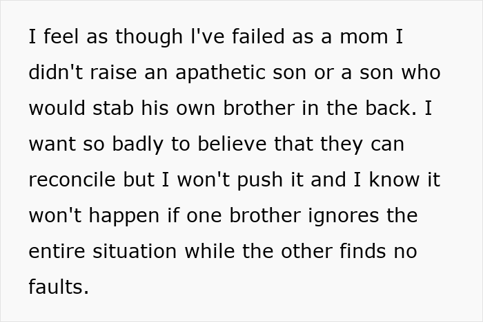 Man Calls Mom Sobbing After Catching His Brother With His GF, She Watches Her Family Fall Apart