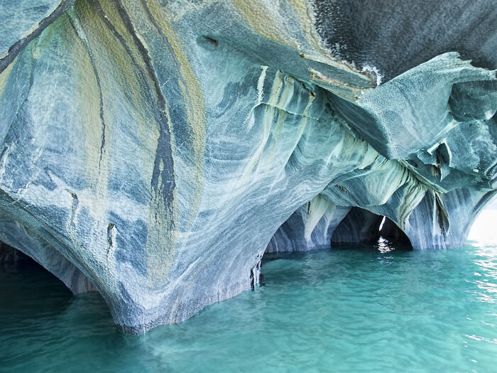 Stunning natural phenomena: marble caves with turquoise water.