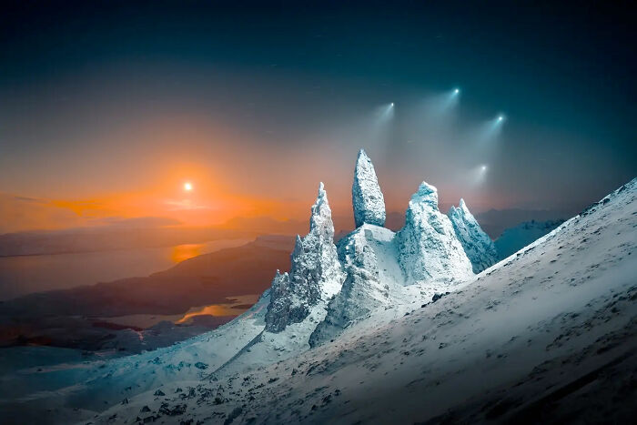 Moonrise Sprites Over Storr From The Series 'Icebreaker' © Liam Man