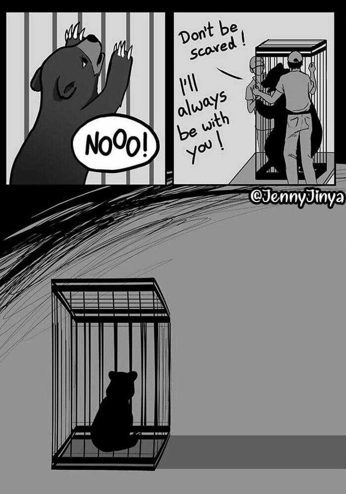 Emotional animal comic showing a bear being comforted, conveying deep feelings and connection.