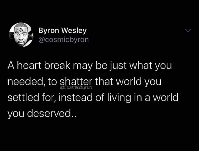 Tweet by Byron Wesley about heartbreak, reflecting challenges of dating in your 30s.