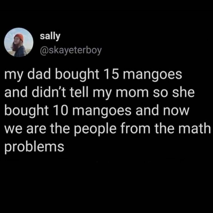 Funny food meme about buying mangoes turning into a math problem.