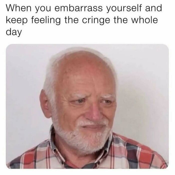 Elderly man with a pained expression, embodying introvert humor in a relatable meme.