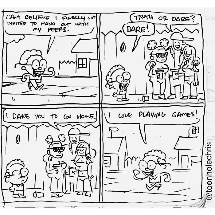 Sketchbook comic by Toonhole Chris shows a funny truth or dare moment with friends.