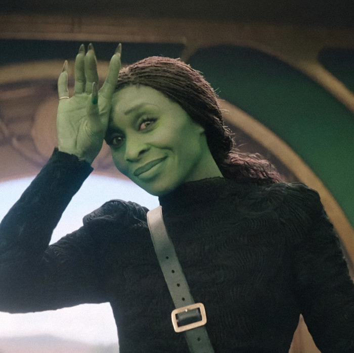 Cynthia Erivo as Elphaba in theatrical costume, related to drama school treatment controversy.