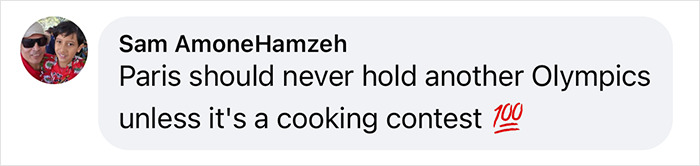 Comment about Paris Olympics suggesting a cooking contest instead.