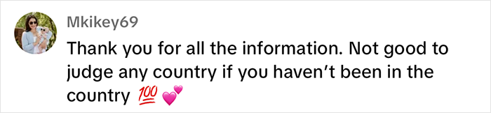 Comment on a post about common misconceptions, emphasizing not judging countries without visiting.