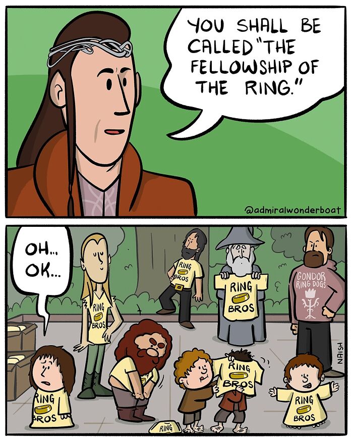 Comic about friendship and mental health with humorous take on "Fellowship of the Ring" as "Ring Bros."