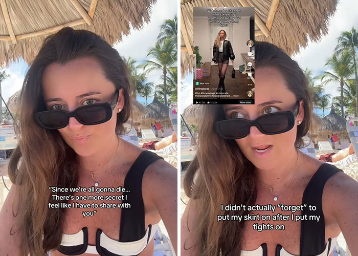 Woman in sunglasses on a beach reveals TikTok influencers lied about their content, sparking fan outrage.