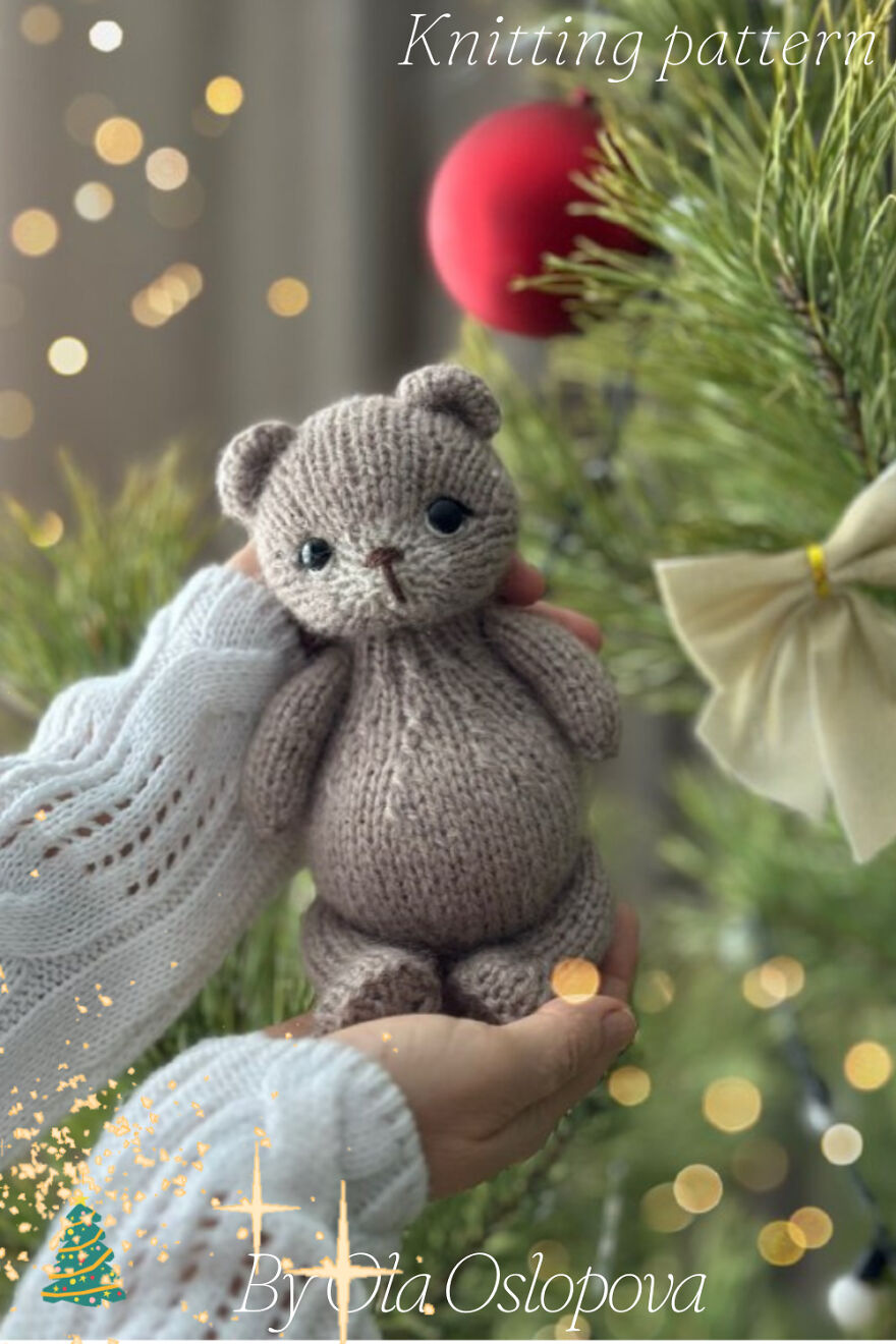 How To Knit A Little Bear. DIY Christmas Decorations