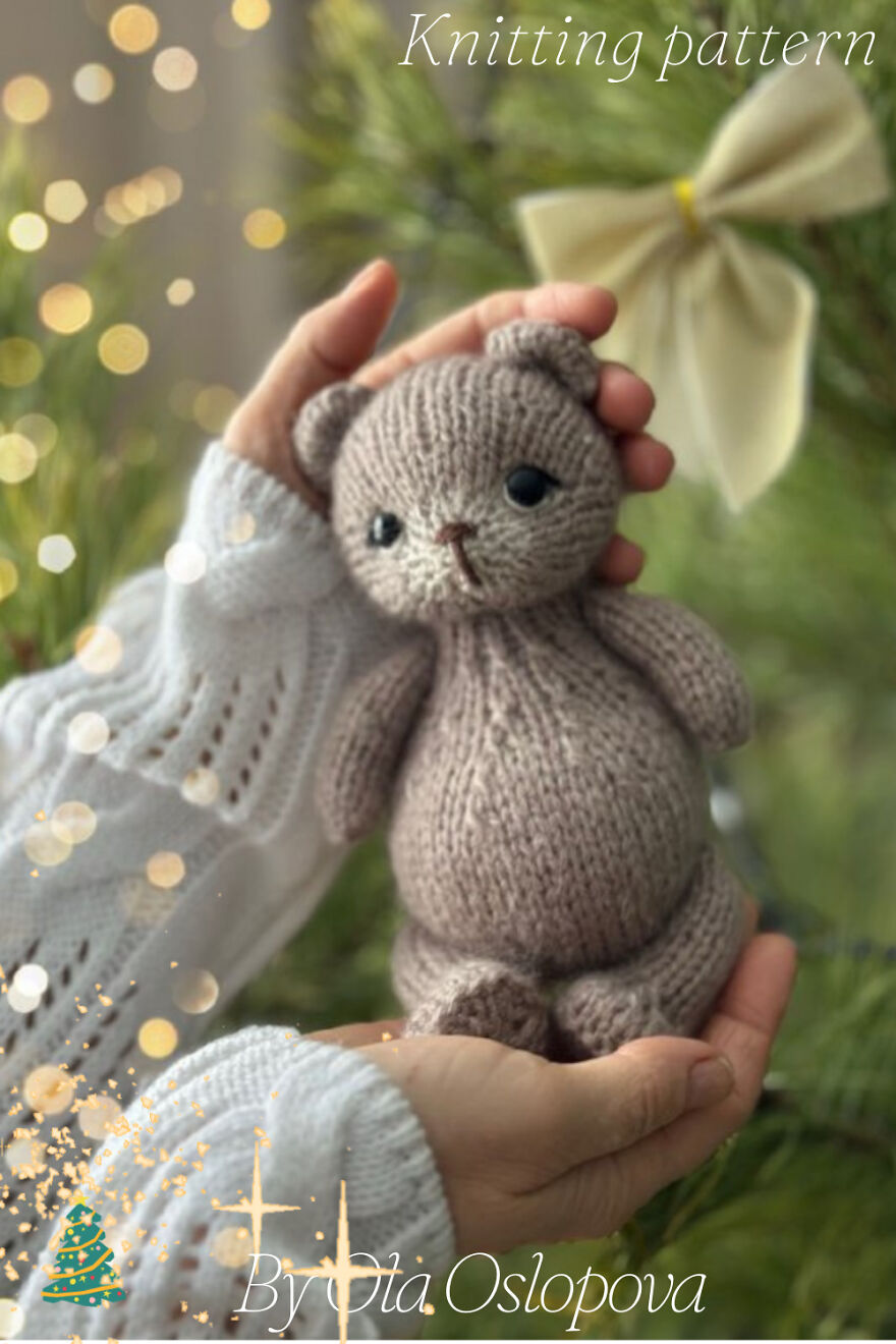 How To Knit A Little Bear. DIY Christmas Decorations