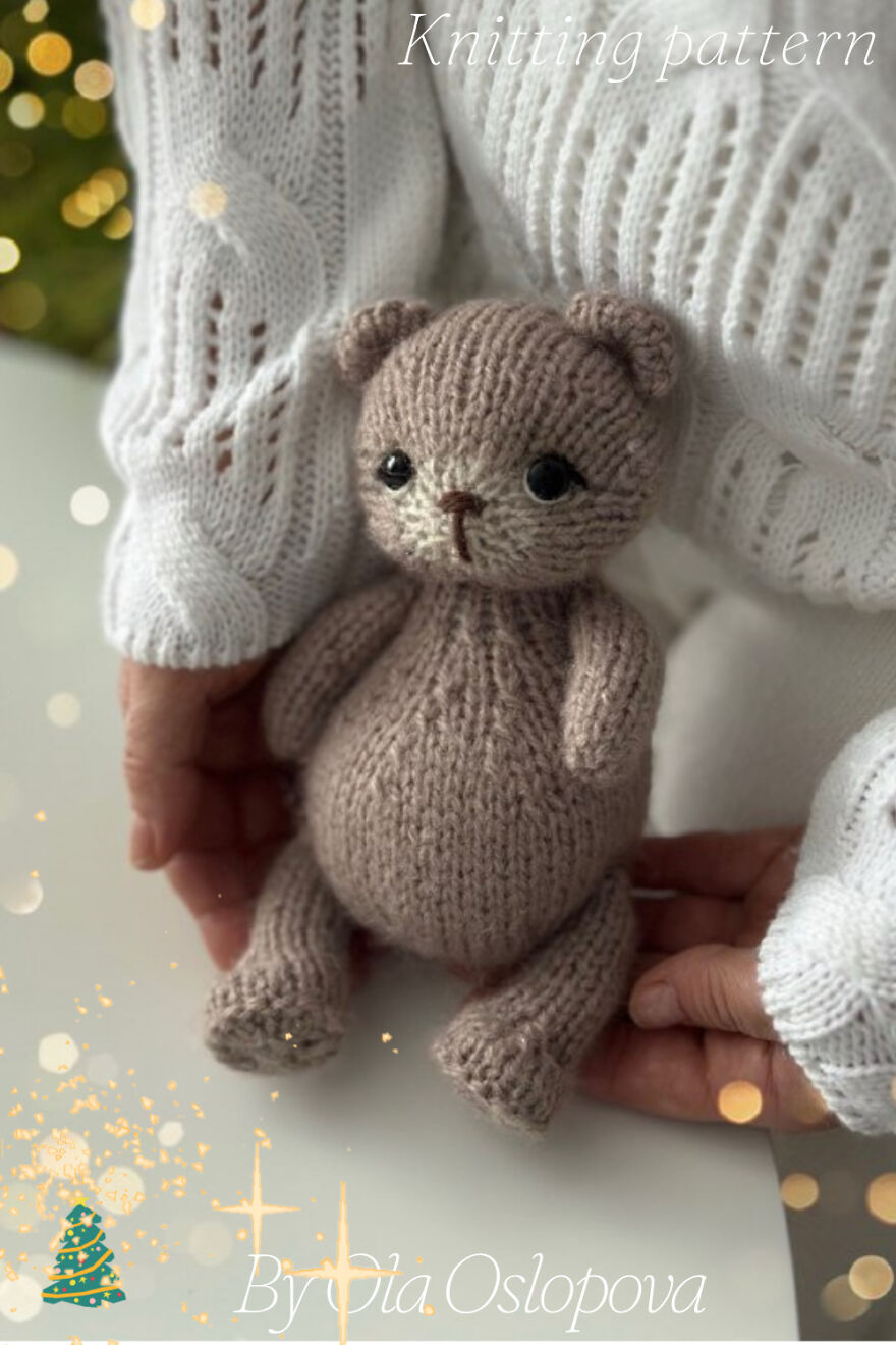 How To Knit A Little Bear. DIY Christmas Decorations