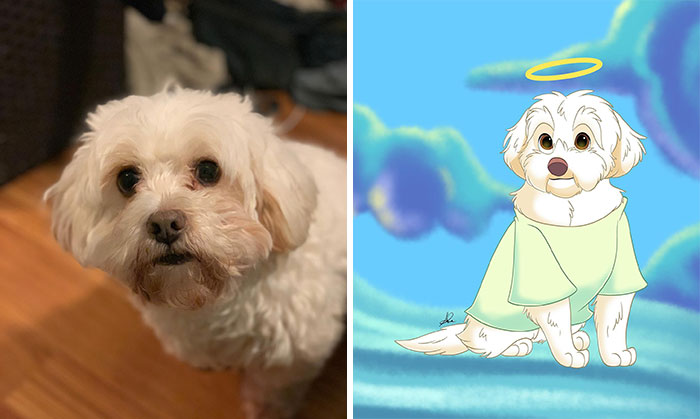 Pet dog transformed into a Disney-style character, showcasing its animated cartoon likeness.