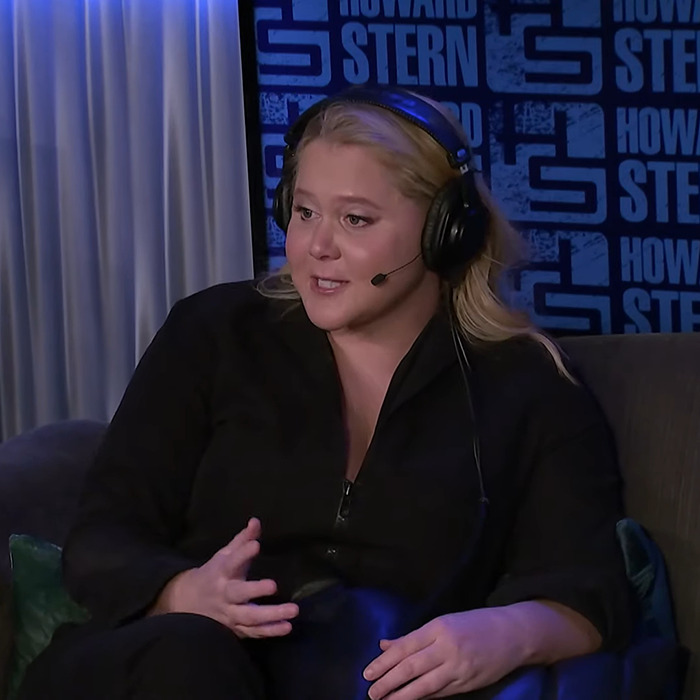 Comedian discussing her Ozempic experience on a radio show, wearing headphones and a black outfit.