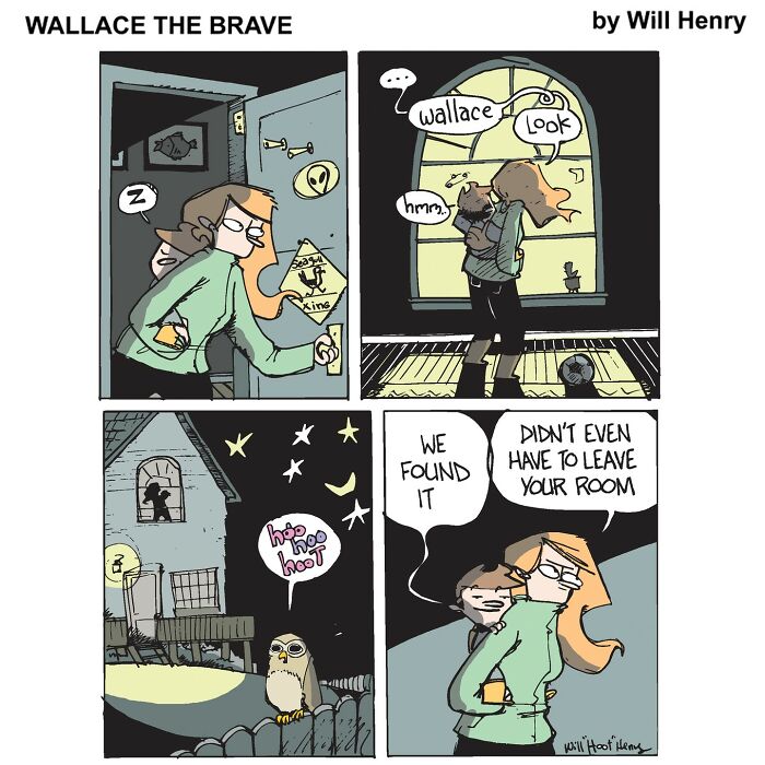 Comic by Will Henry featuring characters gazing at stars, highlighting a whimsical nighttime adventure without leaving the room.