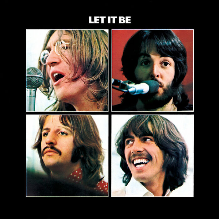 Collage of iconic '70s musicians from the "Let It Be" album cover, showcasing classic hits.