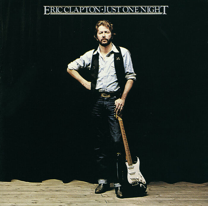 '70s musician with a guitar on the cover of "Just One Night," highlighting classic hits that still resonate today.