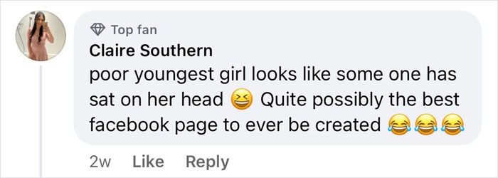 Comment by Claire Southern about a viral painting, mentioning humor and a Facebook page, with laughing emojis.