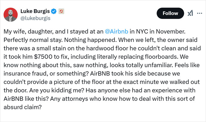 Airbnb Host Allegedly Tries To Scam Family With A $7500 Damages Claim, Airbnb Takes Host’s Side