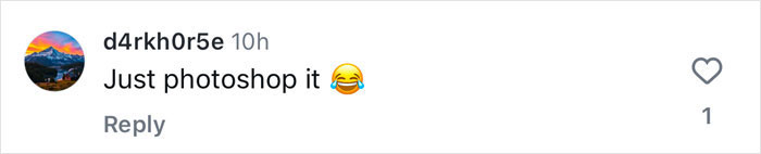 Comment on social media post with laughing emoji about editing a photo.