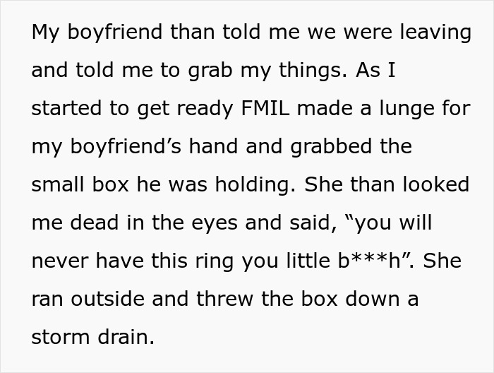 Text describing a conflict over a family heirloom ring, involving emotional confrontation.