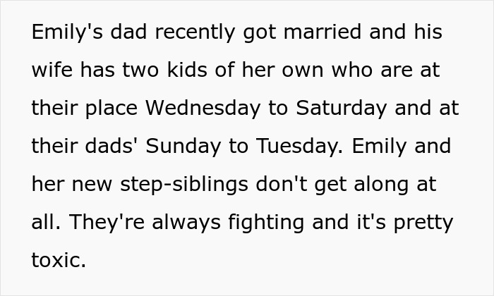 Text about stepkids and family dynamics, focusing on conflicts with new step-siblings.