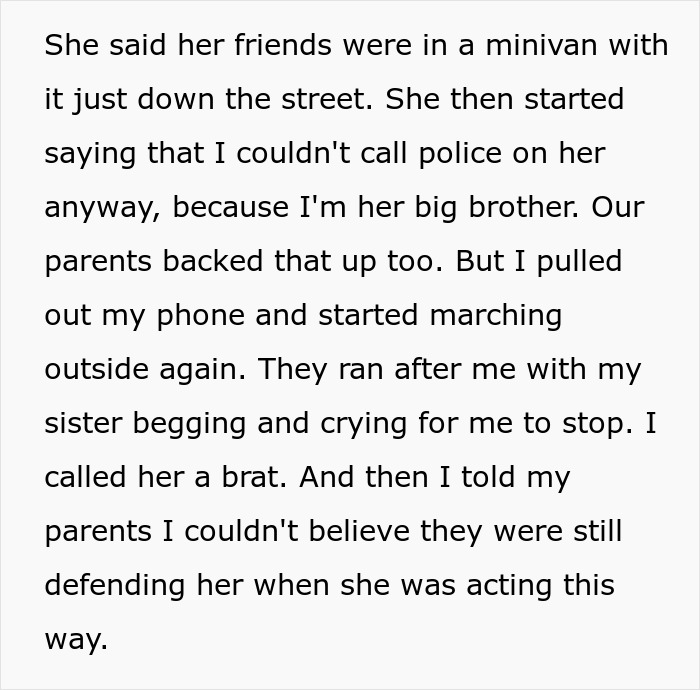 Text from a story about a woman being called a spoiled brat after a bike disagreement.