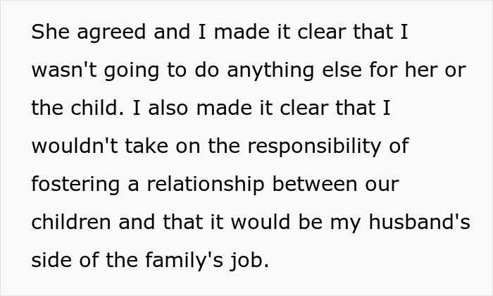 Text passage discussing refusal to support husband's affair child's fund and relationship responsibilities.