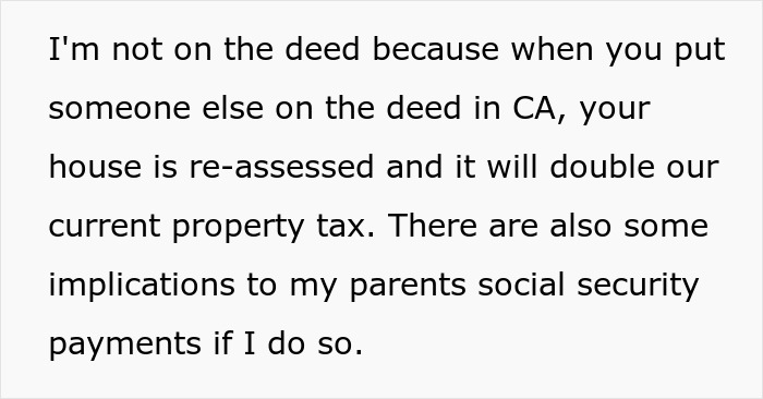 Text discussing mortgage implications related to property tax and social security in CA.