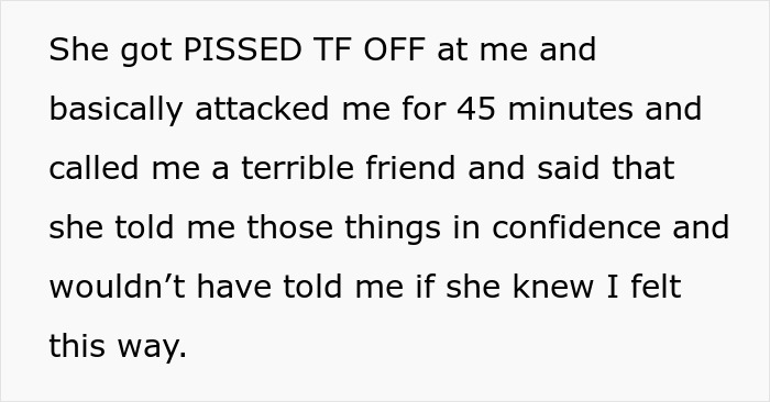 Text image describing a tense confrontation between two friends following an affair confession.