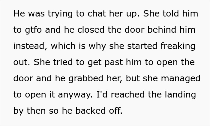 Text about confrontation involving girlfriend's stepbrother in a tense situation.