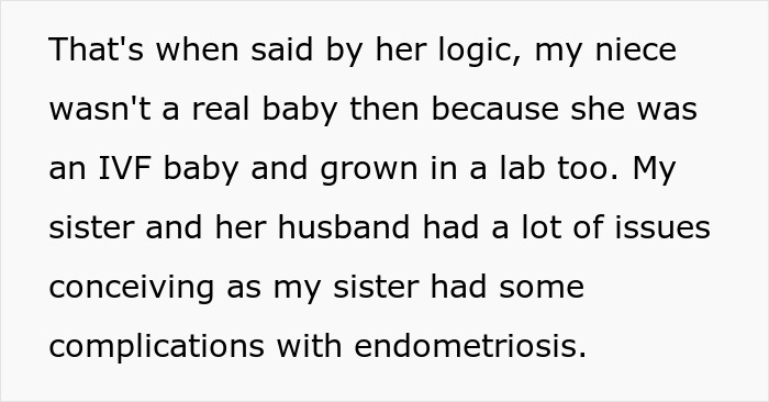 Text discussing IVF baby and family conception challenges due to endometriosis.