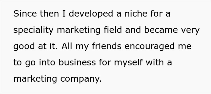 Text about a man developing a marketing niche and starting a business. Keywords: "business booms.