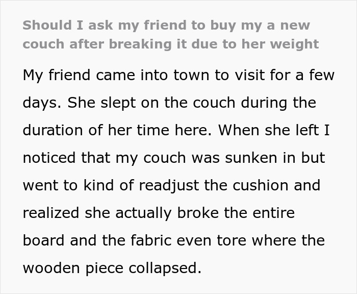 “She Actually Broke The Entire Board”: Friend’s Weight Leaves Host Couchless And Confused