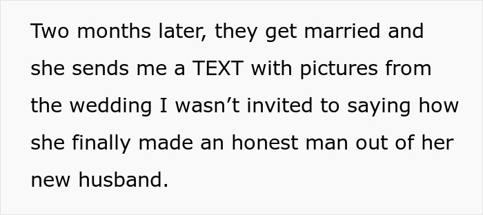 Text message about a wedding not invited to, expressing surprise and feelings of exclusion from the event.