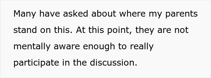 Text discussing parents' inability to participate in a financial discussion about college funds.