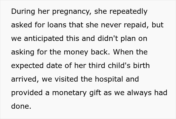 Text about loans during pregnancy and a visit to the hospital for childbirth expenses.