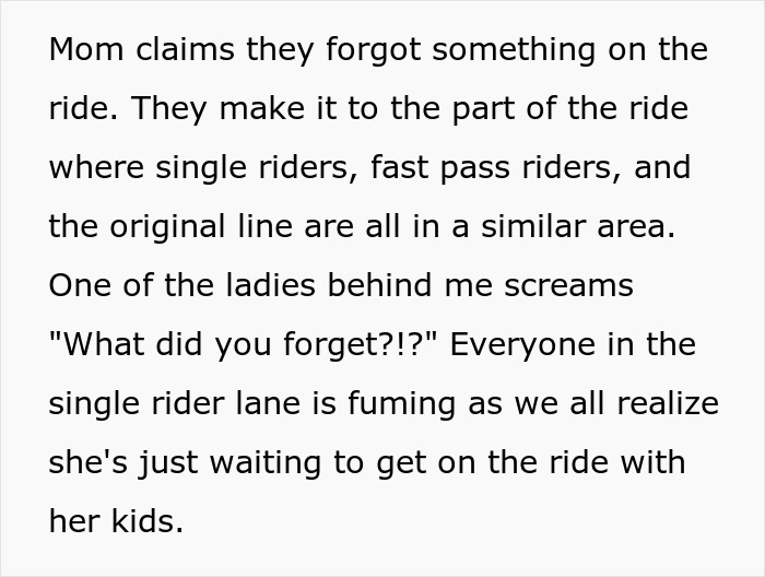 Mom’s Line-Cutting Exploits Backfire As Whole Crowd Unites To Ensure Her Family Misses The Ride