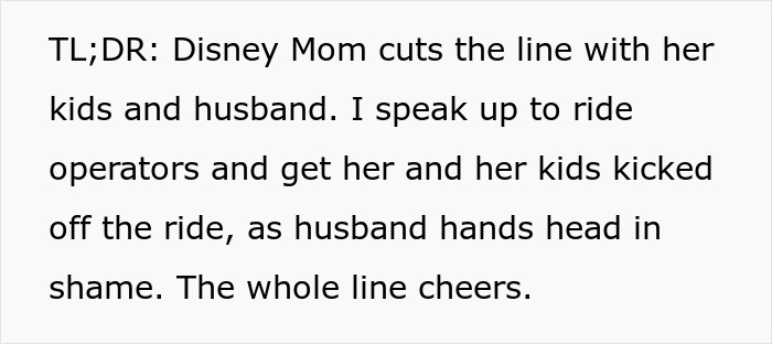 Mom’s Line-Cutting Exploits Backfire As Whole Crowd Unites To Ensure Her Family Misses The Ride