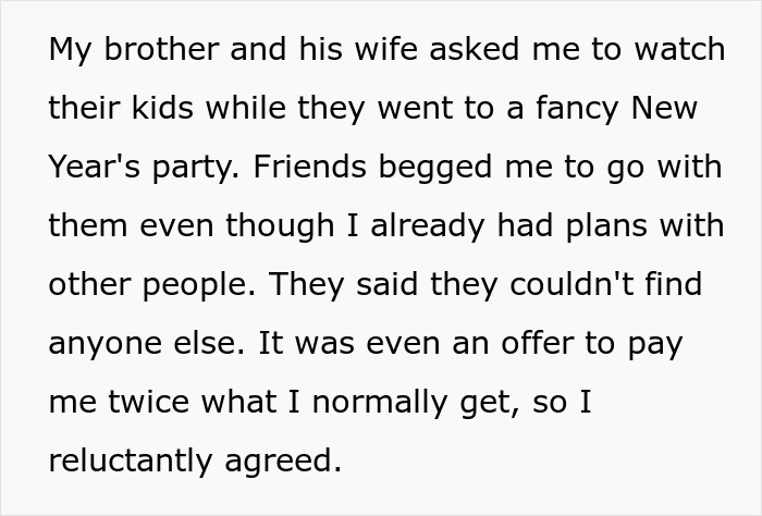 "That Hurt A Lot": Guy Doesn't Care About Sister's New Year's Plans, Refuses To Pick Up His Kids