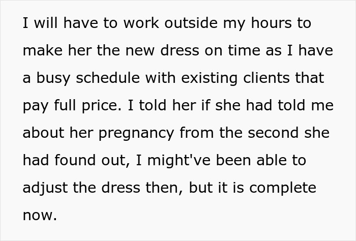 Bridal shop owner discusses busy schedule and challenges in making free wedding dress for cousin.