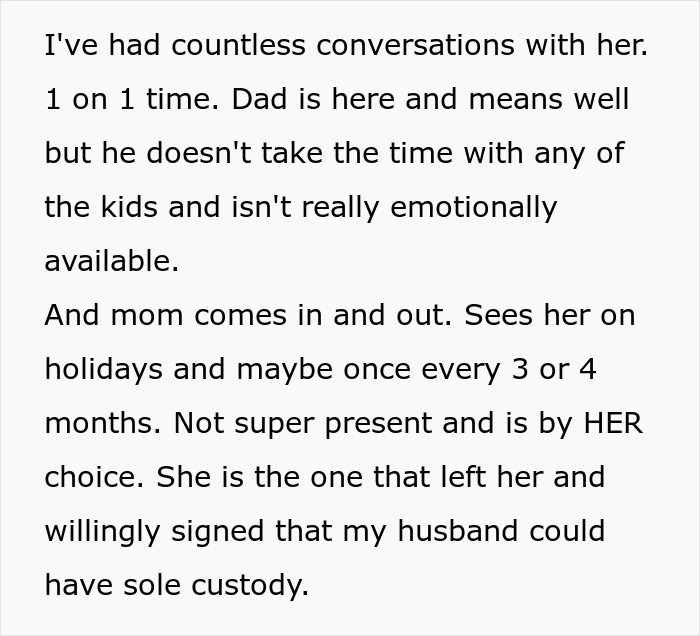 Text discussing challenges in husband-daughter responsibility, highlighting parental presence and custody decisions.