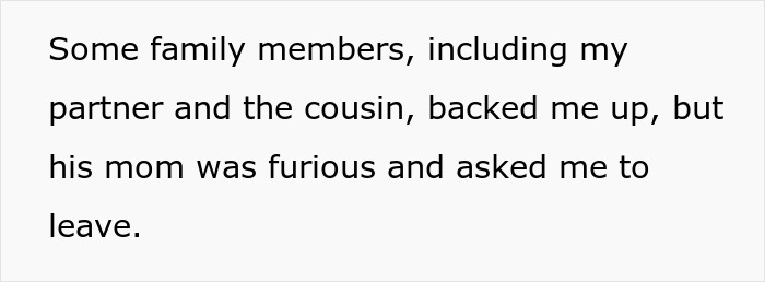 Text block discussing a family argument over university attendance and reactions.