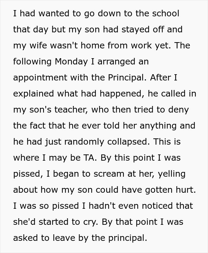 Teacher Reduced To Tears After Dad Berates Her For Ignoring His Son's Warnings That He's Unwell