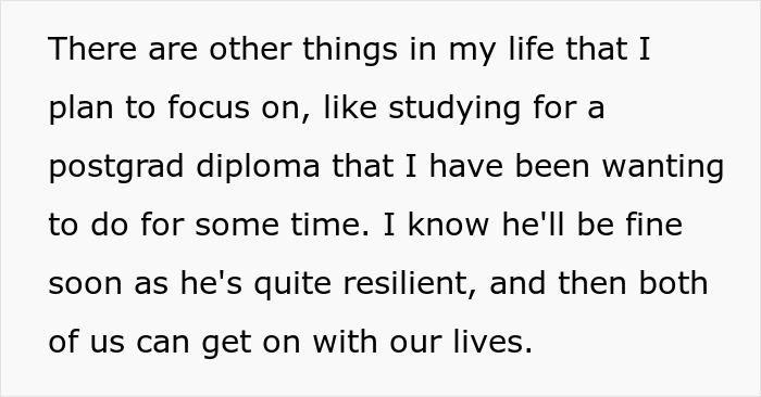 Text about focusing on life goals, studying for a diploma, and moving forward, relevant to ring proposal and engagement themes.