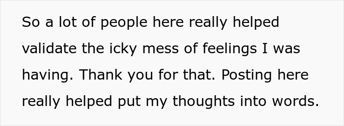 Text expressing gratitude for support in processing complex emotions effectively.